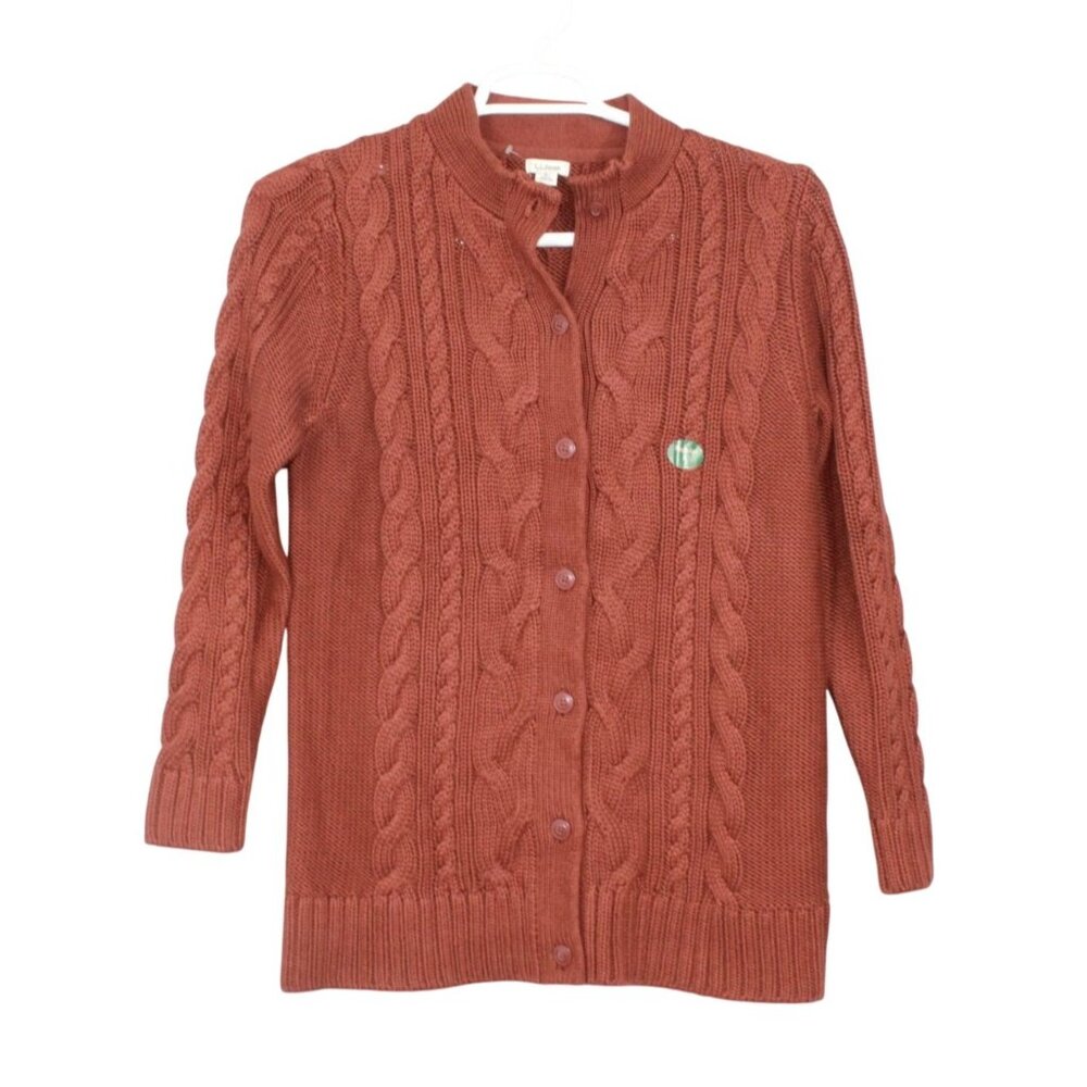 L.L. Bean Women's Rust Cable Knit Sweater